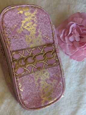 Estee Lauder Pink and Gold Chain-Accent Cosmetic Pouch